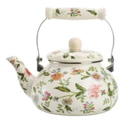 Itopfox Vintage Enamel Tea Kettle, Green Floral Steel Teapot With Cool Touch Porcelain Handle For Stovetop, Home Kitchen Decor, Gift For Housewarming -Itopfox Shop GUEST 51525e2b e9d7 4fc2 af05 539559c4ce14