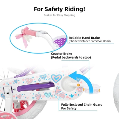 Itopfox Angel Girls Bike For Toddlers And Kids With Training Wheels & Basket, Handbrake & Kickstand, Perfect For Riding Fun 2 Itopfox Angel Girls Bike For Toddlers And Kids With Training Wheels & Basket, Handbrake & Kickstand, Perfect For Riding Fun - Image 2