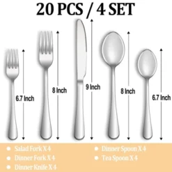 Itopfox 20-Piece Silverware Set For 4, Premium Stainless Steel Flatware, Mirror Polished Cutlery Set, Durable Kitchen Tableware, Includes Fork, Knife