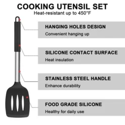 Itopfox 7-Piece Silicone Cooking Utensil Set With Stainless Steel Handles, Heat Resistant For Nonstick Cookware, Includes Ladle, Turner, Spoon -Itopfox Shop GUEST 532384ed 2936 4717 aaed 3c70fa2a66ad
