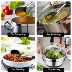 Itopfox 4-Piece Silicone Cooking Utensil Set With Stainless Steel Handles Heat-Resistant & Non-Scratch For Frying, Mixing, Draining - Dishwasher Safe -Itopfox Shop GUEST 539ae90a 9564 431d aed6 346ce15761ba