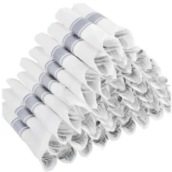 Itopfox 50 Guests Pre Rolled Silver Plastic Silverware Sets - Heavy Duty Cutlery With Napkins For Parties, Dinners & Weddings -Itopfox Shop GUEST 53add480 e755 4805 9f03 dc3b05dd51c9