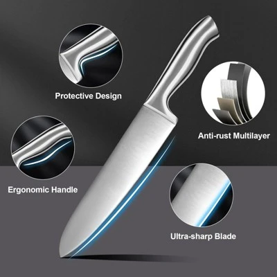 Itopfox Premium Kitchen Knife Set With Wooden Block & Built-in Sharpener - 15-Piece Chef, Slicing, Santoku, Bread, Utility, Paring & Steak Knives 2 Itopfox Premium Kitchen Knife Set With Wooden Block & Built-in Sharpener - 15-Piece Chef, Slicing, Santoku, Bread, Utility, Paring & Steak Knives - Image 2