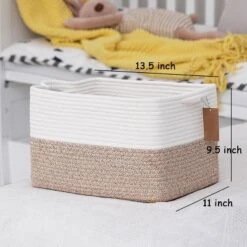 Itopfox Cotton Rope Woven Storage Basket With Handles For Organizing Toys, Books, And Clothes - Decorative Soft Basket For Living Room, Bathroom -Itopfox Shop GUEST 54f66d37 ca01 4bf0 8c9d a85792aa48d7