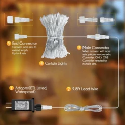 Itopfox 300 LED Curtain String Lights With Remote, 8 Modes, Connectable Waterproof Fairy Lights For Bedroom, Wedding, Outdoor, Christmas Party, White -Itopfox Shop GUEST 56a558f5 6598 49f7 8e3b dc7e6721ccba