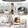 Itopfox Cotton Rope Woven Storage Basket With Handles For Organizing Toys, Books, And Clothes - Decorative Soft Basket For Living Room, Bathroom