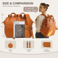 Itopfox Vegan Leather Diaper Backpack With Waterproof Changing Pad, Reinforced Stitching & Zippers, Ergonomic Design For Traveling Moms, Brown 11 Itopfox Vegan Leather Diaper Backpack With Waterproof Changing Pad, Reinforced Stitching & Zippers, Ergonomic Design For Traveling Moms, Brown -Itopfox Shop GUEST 56cdb663 8d76 4a31 a0cc e08598ed8d27