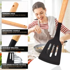 Itopfox 34-Piece Silicone Cooking Utensil Set With Wooden Handles Heat Resistant Kitchen Tools For Nonstick Cookware Includes Spatulas, Spoons, Tongs -Itopfox Shop GUEST 58727dc1 1ec6 4eea 9109 63c25e4a2b45