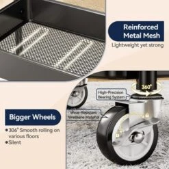 Itopfox 3-Tier Metal Rolling Cart With Wheels, Hanging Cups & Hooks, Heavy Duty Mesh Storage Organizer For Kitchen, Office, Craft -Itopfox Shop GUEST 58870d97 25b4 4e9d a979 3988b0cb9498