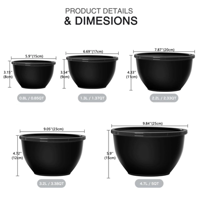 Itopfox 5-Piece Plastic Mixing Bowls With Lids Set, Nesting Bowls For Mixing, Baking, Prepping, Cooking And Serving Food, Dishwasher & Microwave Safe 1 Itopfox 5-Piece Plastic Mixing Bowls With Lids Set, Nesting Bowls For Mixing, Baking, Prepping, Cooking And Serving Food, Dishwasher & Microwave Safe