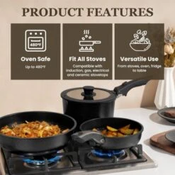 Itopfox Non Stick Cookware Set With Detachable Handles, Non Toxic Induction Kitchen Pots And Pans, Oven Safe, Easy Clean, Black -Itopfox Shop GUEST 59ddc60e c4d5 436f 9aa8 24ba967fe0aa