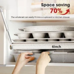 Itopfox 10-Piece Nonstick Bakeware Set With Silicone Handles, Includes Cookie Sheets, Cake Pan, Loaf Pan, Pizza Pan, Muffin Pan, White -Itopfox Shop GUEST 5b0cb817 dff8 4ce4 b69a aca3888d4699