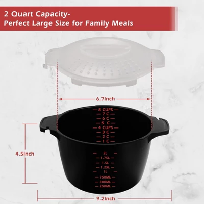 Itopfox Professional Microwave Steamer For Vegetables, Large 2 Quart Capacity, BPA Free & Dishwasher Safe, Locking Lid Design For Spill Prevention 2 Itopfox Professional Microwave Steamer For Vegetables, Large 2 Quart Capacity, BPA Free & Dishwasher Safe, Locking Lid Design For Spill Prevention - Image 2