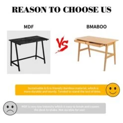 Itopfox Modern Bamboo Computer Desk With 2 Drawers, Home Office Study Table, Simple Makeup Workstation For Gaming, Dressing, And Working -Itopfox Shop GUEST 5cc81f04 d8dd 481f b8c6 3e354569d7e6