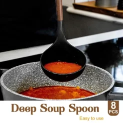 Itopfox 8-Piece Silicone Kitchen Utensil Set With Acacia Wood Handles, Food-Grade Spatulas For Nonstick Cookware, Black -Itopfox Shop GUEST 5cdbcaca e4fe 4de8 bd59 364b43b0af59