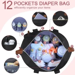 Itopfox Large Waterproof Diaper Bag Tote With Pacifier Case, Shoulder Straps & Stroller Clips For Moms And Dads, Black -Itopfox Shop GUEST 5e00cd72 8c99 45bc 89d9 5623f48c5931