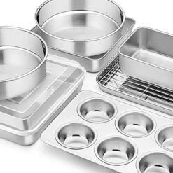 Itopfox Stainless Steel Bakeware Set, 9-Piece For Cake Cookie Loaf Muffin, Includes Round Square Rectangle Pans With Lid & Rack, Dishwasher Safe 13 Itopfox Stainless Steel Bakeware Set, 9-Piece For Cake Cookie Loaf Muffin, Includes Round Square Rectangle Pans With Lid & Rack, Dishwasher Safe -Itopfox Shop GUEST 5e14d788 ab25 4468 a8cb 7ecb28a9115c