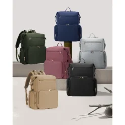 Itopfox Neoprene Waterproof Diaper Backpack For Parents With Changing Pad, Large Storage & 10 Pockets, Travel-Friendly Design (Oat)