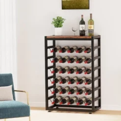 Itopfox 6-Tier Free Standing Wine Rack With Wooden Table Top, Sturdy Metal Bottle Holder For Kitchen Bar Pantry, Holds 30 Bottles -Itopfox Shop GUEST 5ec384d1 b8d8 4d1f 91d7 24259f9b71e7