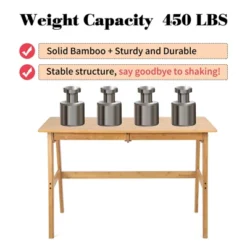 Itopfox Modern Bamboo Computer Desk With 2 Drawers, Home Office Study Table, Simple Makeup Workstation For Gaming, Dressing, And Working -Itopfox Shop GUEST 608777b8 7c9c 4d5a 94e1 8d0dc6d6134e