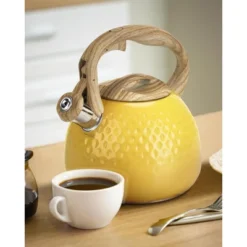 Itopfox Stovetop Teapot With Loud Whistle, Food Grade Stainless Steel And Smooth Wood Handle, Elegant Yellow Design For Tea, Coffee, Hiking, Picnic -Itopfox Shop GUEST 60cd2358 91ac 4a62 b9d7 a18a1042ac0d