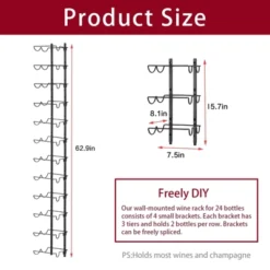 Itopfox 24 Bottle Wall Mounted Wine Rack, Adjustable Height For Wine, Liquor, Champagne, Matte Black Metal Rack For Kitchen, Bar, Wine Cellar -Itopfox Shop GUEST 61d6bda9 57e3 4761 abc3 4b9da0010bd0