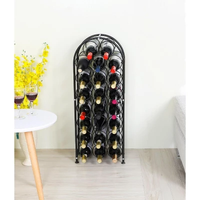Itopfox 23 Bottle Arched Freestanding Floor Metal Wine Rack Holder Stand For Kitchen Bar Cellar Dining Room Black 5 Itopfox 23 Bottle Arched Freestanding Floor Metal Wine Rack Holder Stand For Kitchen Bar Cellar Dining Room Black - Image 5