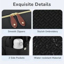 Itopfox Medium Black Diaper Tote Bag For Parents With Pacifier Case, 10 Pockets, Insulated Bottle Holders, Travel-Friendly -Itopfox Shop GUEST 63e7c9f9 6bd7 4825 9225 70e63fd11684