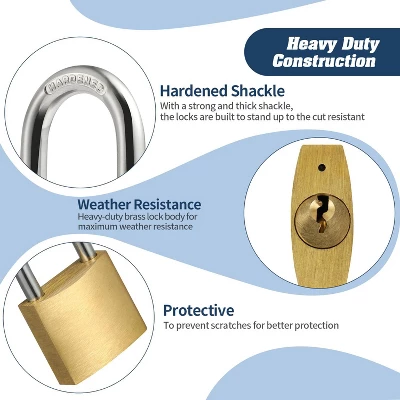 Itopfox 12-Pack Keyed Padlock, Waterproof & Rustproof Solid Brass Lock For Storage Unit, Shed, Garage & Fence Security 3 Itopfox 12-Pack Keyed Padlock, Waterproof & Rustproof Solid Brass Lock For Storage Unit, Shed, Garage & Fence Security - Image 3