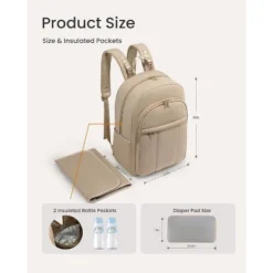 Itopfox Lightweight Puffy Diaper Backpack With Changing Pad, Large Capacity Waterproof Travel Bag For Moms, Coffee Brown -Itopfox Shop GUEST 64ba44f8 1504 4c30 947f 682cd44505ff