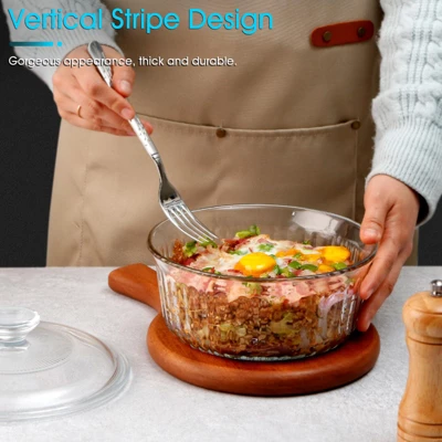 Itopfox Round Glass Casserole Dish With Lid, Borosilicate Oven Safe Bakeware For Cooking, Baking & Serving 2 Itopfox Round Glass Casserole Dish With Lid, Borosilicate Oven Safe Bakeware For Cooking, Baking & Serving - Image 2