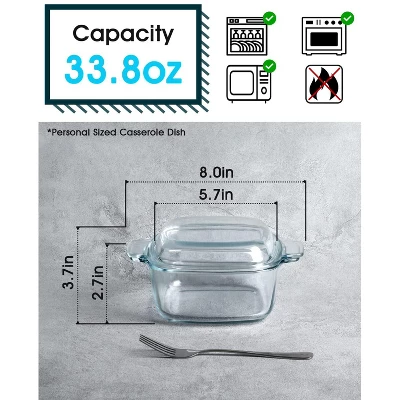 Itopfox 1 Quart Glass Square Casserole Dish With Lid, Mini Baking Dish For Single Serving, Microwave & Oven Safe, Deep Design For Spill Prevention 1 Itopfox 1 Quart Glass Square Casserole Dish With Lid, Mini Baking Dish For Single Serving, Microwave & Oven Safe, Deep Design For Spill Prevention