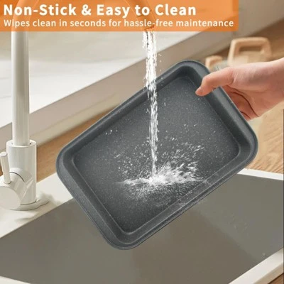 Itopfox 5-Piece Nonstick Bakeware Set With Grey Marble Coating, Carbon Steel Baking Pans For Oven, Includes Round & Square Cake Pan, Muffin Tin 6 Itopfox 5-Piece Nonstick Bakeware Set With Grey Marble Coating, Carbon Steel Baking Pans For Oven, Includes Round & Square Cake Pan, Muffin Tin - Image 6