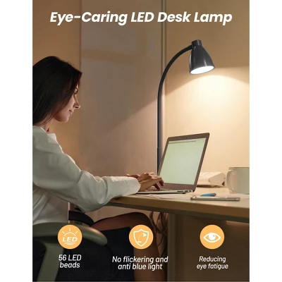 Itopfox LED Desk Lamp With USB Charging Port, 3 Color Modes, Dimmable Reading Light, Intelligent Auto Dimming, Flexible Gooseneck For Bedside, Office 2 Itopfox LED Desk Lamp With USB Charging Port, 3 Color Modes, Dimmable Reading Light, Intelligent Auto Dimming, Flexible Gooseneck For Bedside, Office - Image 2