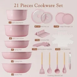 Itopfox 21-Piece Nonstick Pots And Pans Set With Removable Handles, Ceramic Cookware For RV Kitchen, Induction Compatible, Stackable Design, Pink 14 Itopfox 21-Piece Nonstick Pots And Pans Set With Removable Handles, Ceramic Cookware For RV Kitchen, Induction Compatible, Stackable Design, Pink -Itopfox Shop GUEST 6776a4fa e9bb 4a49 b956 0f3329f19680