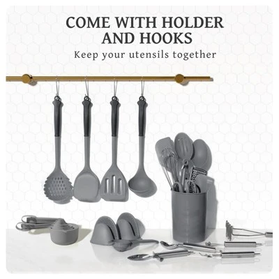 Itopfox 43-Piece Kitchen Utensil Set With Silicone Spatulas, Heat-Resistant Cooking Tools Non-Stick Cookware Safe Dishwasher Friendly, Holder & Hooks 2 Itopfox 43-Piece Kitchen Utensil Set With Silicone Spatulas, Heat-Resistant Cooking Tools Non-Stick Cookware Safe Dishwasher Friendly, Holder & Hooks - Image 2