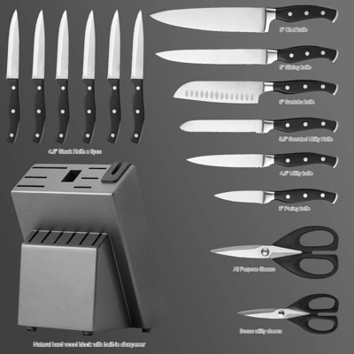 Itopfox German Stainless Steel Kitchen Knife Block Set With Built-in Sharpener - 15-Piece Knife Set For All Cooking Needs 1 Itopfox German Stainless Steel Kitchen Knife Block Set With Built-in Sharpener - 15-Piece Knife Set For All Cooking Needs