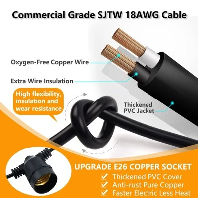 Itopfox S14 LED Outdoor String Lights, Shatterproof IP65 Waterproof For Patio, Backyard Vintage Edison Style Lights, White, Connectable, Weatherproof 4 Itopfox S14 LED Outdoor String Lights, Shatterproof IP65 Waterproof For Patio, Backyard Vintage Edison Style Lights, White, Connectable, Weatherproof - Image 4