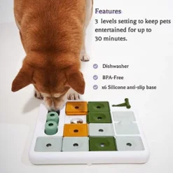Itopfox Dog Puzzle Toy With 3 Levels, Mental Stimulating Game For Smart Dogs, Treat Dispenser For All Breeds