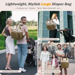 Itopfox Large Capacity Diaper Backpack For Parents With Multiple Pockets, Insulated Compartments, And Stroller Hooks, Beige -Itopfox Shop GUEST 6cca2ca9 c506 4c24 b25d e648f5eeb5ea