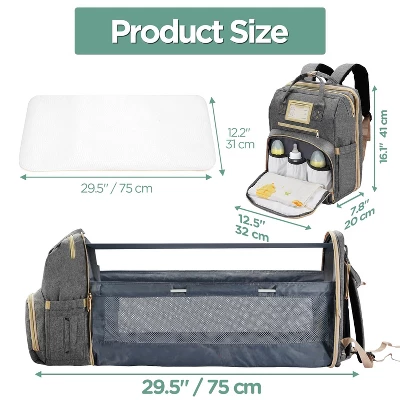 Itopfox Diaper Bag Backpack With Changing Station, Baby Shower Gift, Unisex Design For Parents, Multiple Pockets, Waterproof 4 Itopfox Diaper Bag Backpack With Changing Station, Baby Shower Gift, Unisex Design For Parents, Multiple Pockets, Waterproof - Image 4