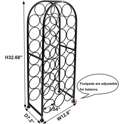 Itopfox 23 Bottle Arched Freestanding Floor Metal Wine Rack Holder Stand For Kitchen Bar Cellar Dining Room Black 3 Itopfox 23 Bottle Arched Freestanding Floor Metal Wine Rack Holder Stand For Kitchen Bar Cellar Dining Room Black - Image 3