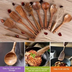 Itopfox 10-Piece Wooden Kitchen Utensil Set - Teak Wood Spoons, Spatulas, Ladle For Non-Stick Cookware, Cooking Tools With Hanging Holes 8 Itopfox 10-Piece Wooden Kitchen Utensil Set - Teak Wood Spoons, Spatulas, Ladle For Non-Stick Cookware, Cooking Tools With Hanging Holes -Itopfox Shop GUEST 6f6e3103 db42 483f 89ed 755416edb639