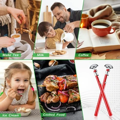 Itopfox 6 Pcs Stainless Steel Kitchen Thermometer With Long Stem For Oven Probe Meat Grill BBQ Cooking Chocolate Water Milk Frothing (Red) 4 Itopfox 6 Pcs Stainless Steel Kitchen Thermometer With Long Stem For Oven Probe Meat Grill BBQ Cooking Chocolate Water Milk Frothing (Red) - Image 4