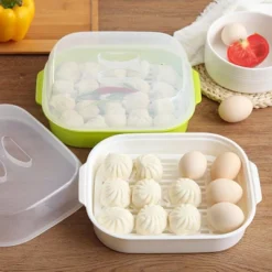 Itopfox Microwave Steamer For Cooking Vegetables, Plastic Steamer With Lid For Veggies, Seafood, Healthy Meals (Random Color)