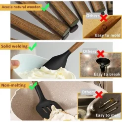 Itopfox 8-Piece Silicone Kitchen Utensil Set With Acacia Wood Handles, Food-Grade Spatulas For Nonstick Cookware, Black -Itopfox Shop GUEST 71cd5783 7d29 44a5 8f65 47be61d2cc7f