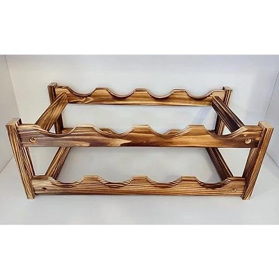 Itopfox 8-Bottle Wine Rack - Premium Carbonized Pine Wood, Two-Tier Countertop Design For Kitchen, Dining Room Or Bar 4 Itopfox 8-Bottle Wine Rack - Premium Carbonized Pine Wood, Two-Tier Countertop Design For Kitchen, Dining Room Or Bar - Image 4