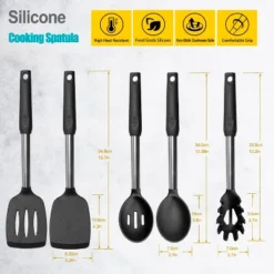 Itopfox Silicone Spatula And Cooking Spoon Set, 5-Pack Non-Stick Kitchen Utensils With Heat Resistant Stainless Steel Handle, Solid & Slotted Spoons -Itopfox Shop GUEST 726d42e3 ac48 4fb3 991f 48a644130d7b