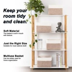 Itopfox 4 Pack Woven Storage Baskets For Organizing Toys, Books, Towels, And Clothes - Durable And Stylish Gift Basket Bins For Shelves