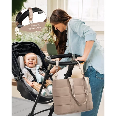 Itopfox Puffer Baby Diaper Tote Bag With Changing Pad & Pacifier Case, Waterproof & Lightweight For Travel, 15.6inch 3 Itopfox Puffer Baby Diaper Tote Bag With Changing Pad & Pacifier Case, Waterproof & Lightweight For Travel, 15.6inch - Image 3